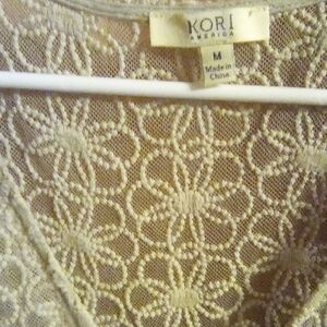 Kori Beige Floral Lace Tunic